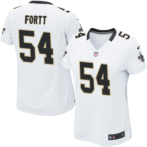 Women's Limited Khairi Fortt Nike Jersey White Road - #54 NFL New Orleans Saints
